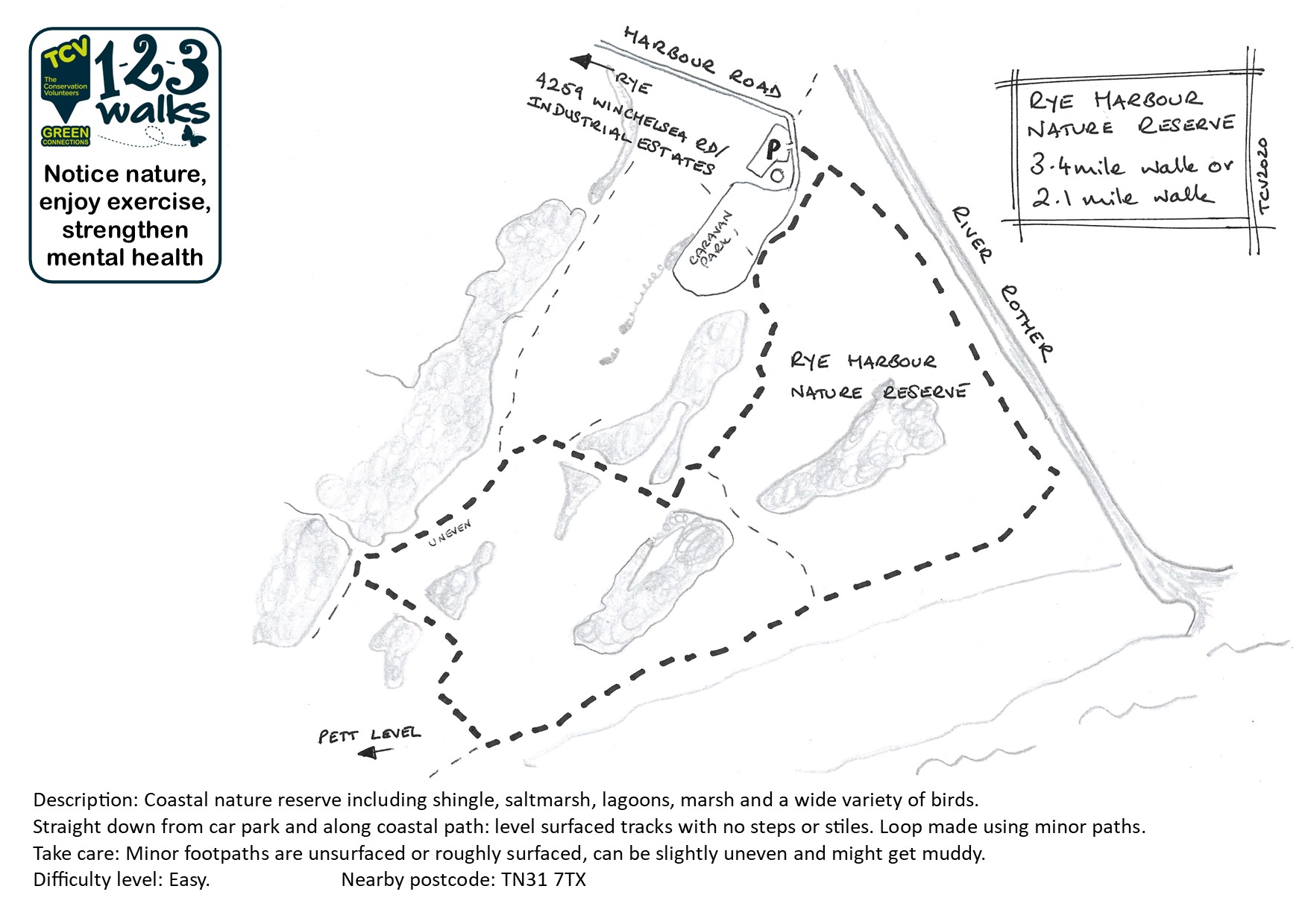 Rye Harbour Nature Reserve 2.1 or 3.4m – 123 Walks
